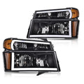 PIT66 LED DRL Headlight Assembly Fit 2004-2012 Chevy Colorado & GMC Canyon/Fit 2006 Isuzu i-280 i-350/07-08 Isuzu i-290 i-370 Headlamps Clear Lens Black Housing Amber Reflector