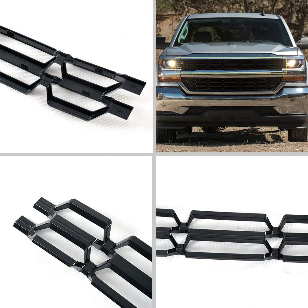 PIT66 Upper Bumper Grille Insert Fit Chevy Silverado 1500 2016-2018 Black