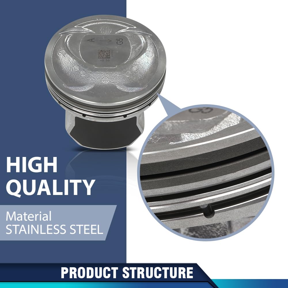 PIT66 0.50MM Engine Piston & Rings Set Compatible with Kia Optima, Sorento/Hyundai Sonata 2011-2013 2359CC L4 DOHC, Fit Hyundai Kia 2011-2019 for G4KJ 2.4L Engine 23040-2G500, 23410-2G500