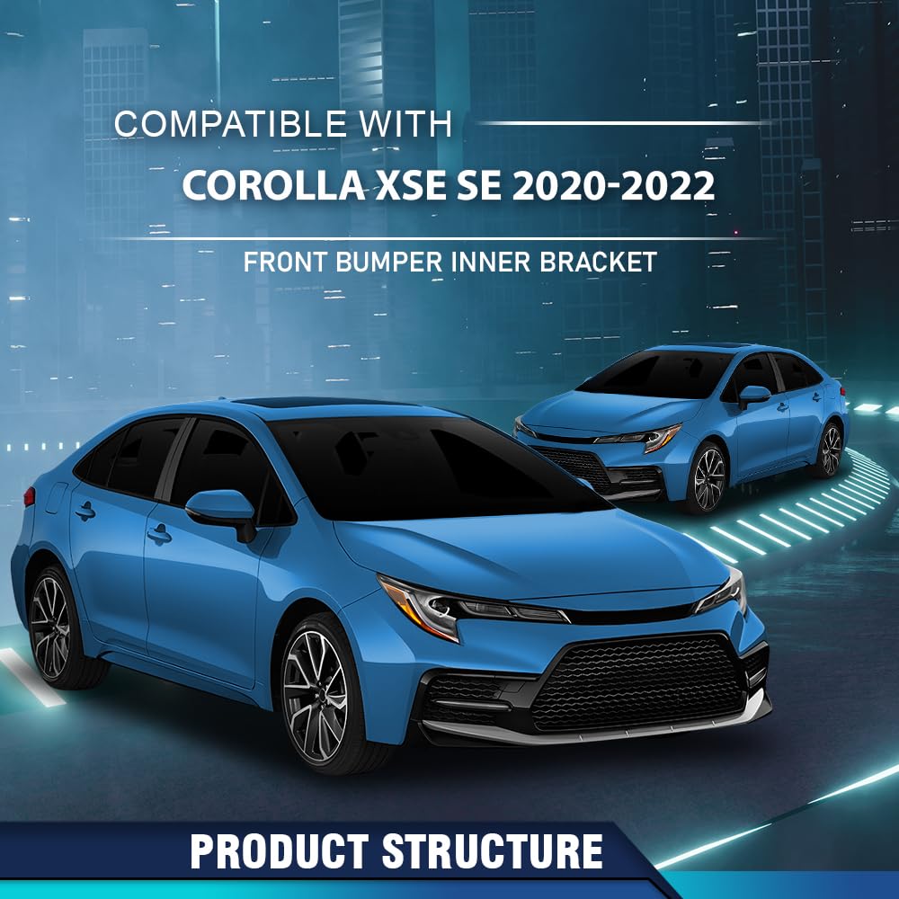 PIT66 Front Bumper Inner Bracket Compatible with Toyota Corolla SE XSE 2020-2022 5214902010, TO1207119 Black