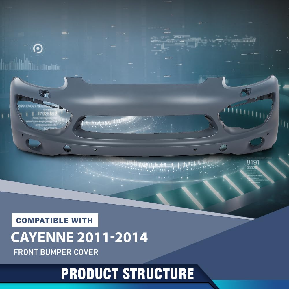 PIT66 Front Bumper Cover with Holes Fit Porsche Cayenne 2011-2013 2014 Gray