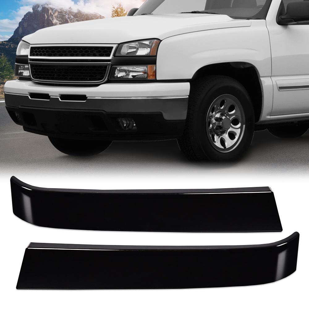 PIT66 Front Grille Trim Set Compatible with Chevy Silverado 2003-2007 Black