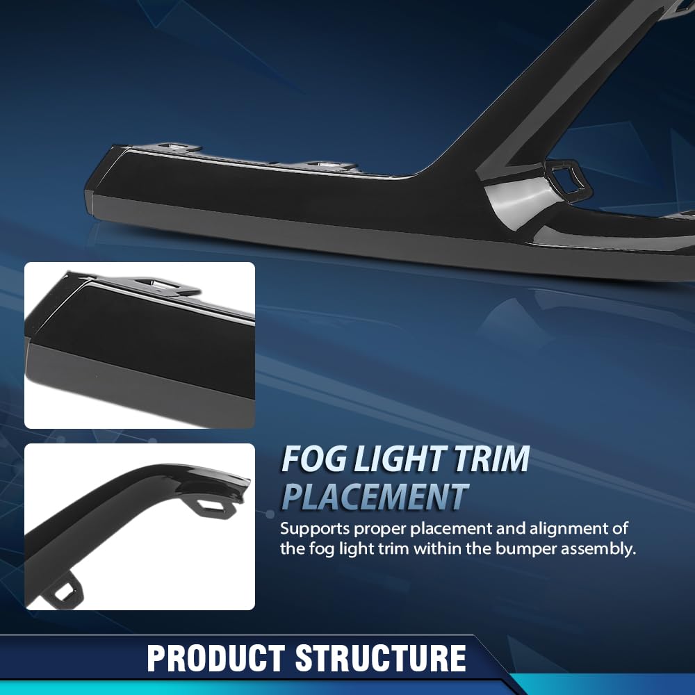 PIT66 Front Left Fog Light Trim ABS Gloss Black Fit GMC Terrain 2018-2021
