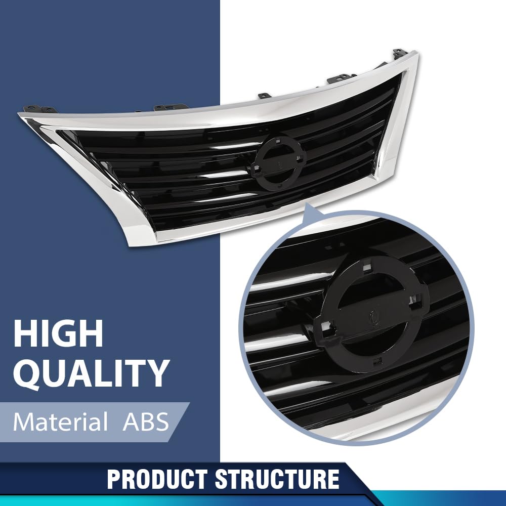 PIT66 Grille w/Black Insert Fit Nissan Sentra 2013-2015 Chrome Shell
