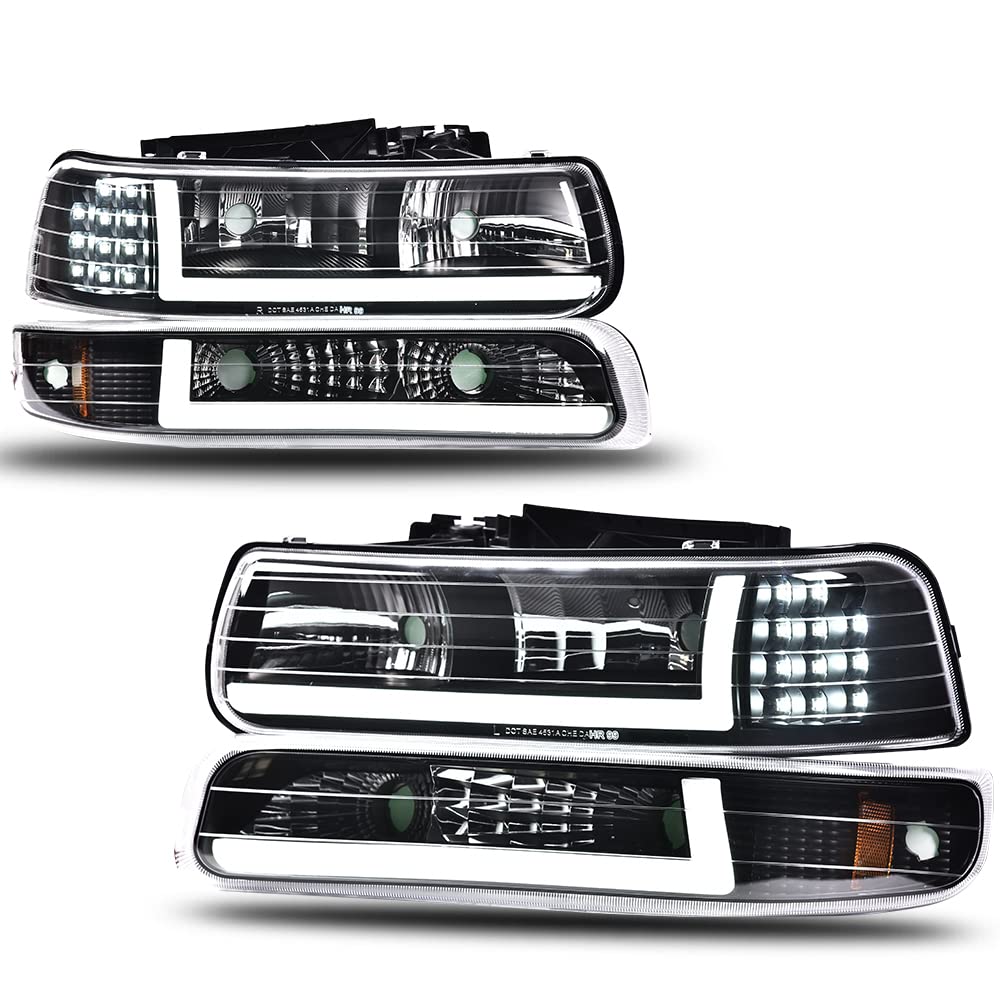 PIT66 LED DRL Headlights Fit 1999-2002 Chevy Silverado 1500/2500/3500 HD