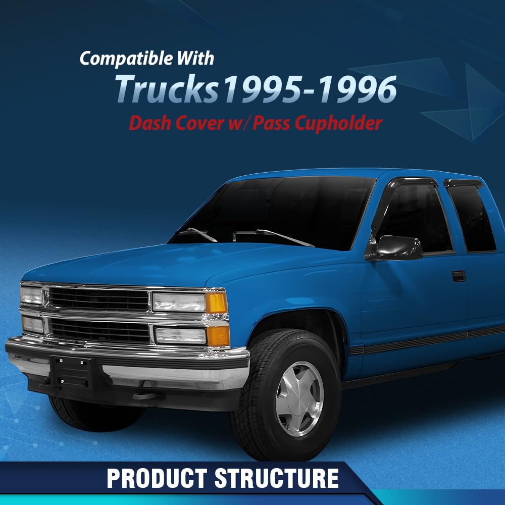 PIT66 Dash Cover Fit Chevy Silverado & GMC Sierra 1995-1996 Dark Blue