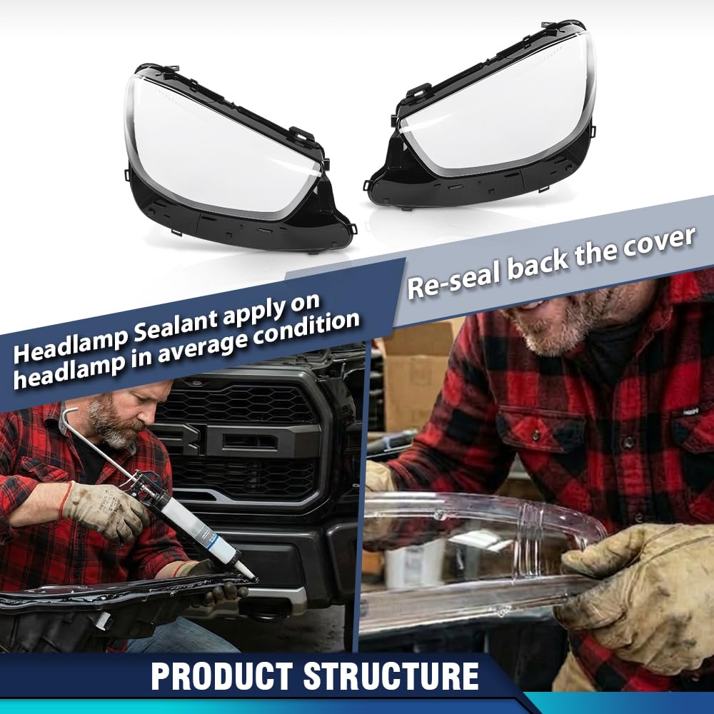 PIT66 Front Headlight Lens Cover Left & Right Pair Compatible with Benz W213 E-Class E200 E350 E350e E450 2021 2022 2023 Front Headlamp Lens Cover Clear Lens