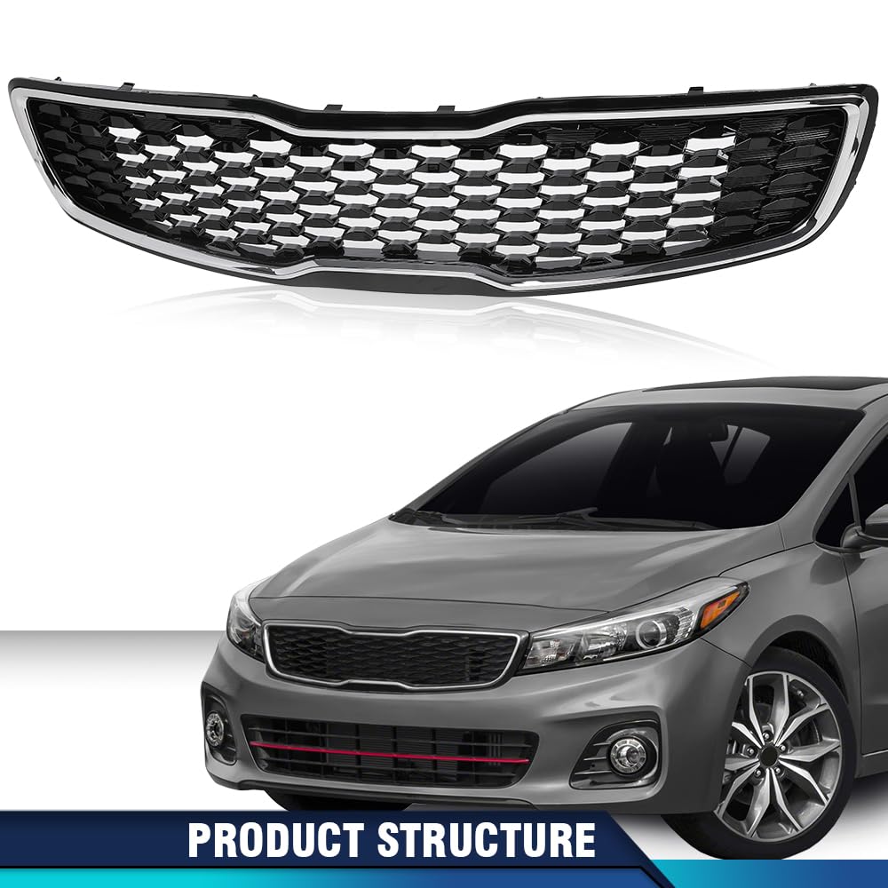 PIT66 Front Upper Grille Chrome Fit Kia Forte5 Hatchback EX LX 2017 2018