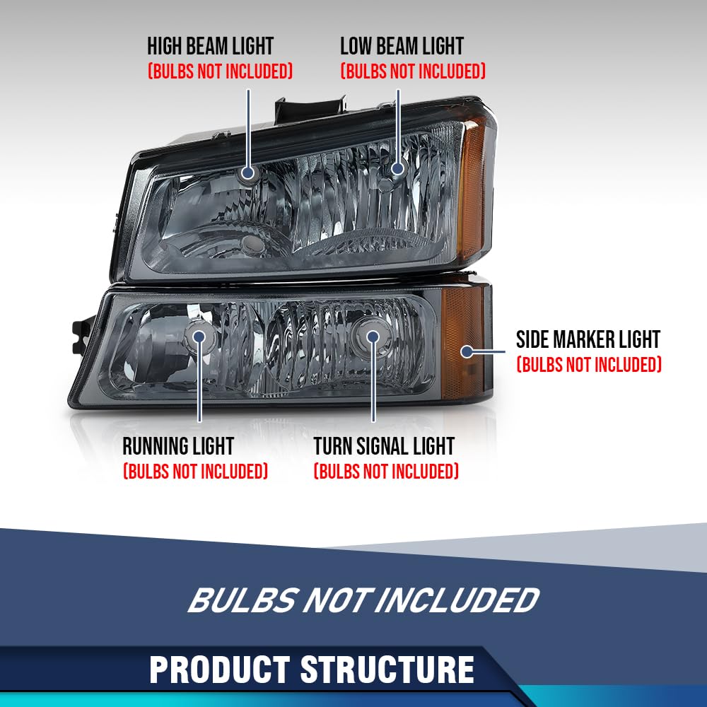 PIT66 Headlights & Fog Lights Set Fit 03-06 Chevy Silverado 1500/2500/3500