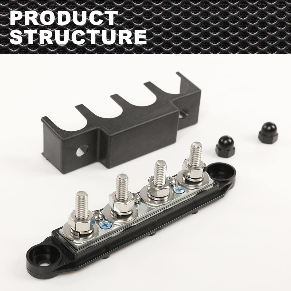 PIT66 12V 250A Power Distribution Block Bus Bar w/ 4 x 5/16"(M8) Studs,4