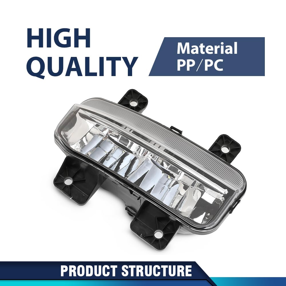 PIT66 Front LED Bumper Fog Lights Lamps & Bracket Kit Compatible with Dodge Ram 1500 2019 2020 2021 Fog Light Covers w/Radar Hole 68273291AB, 68273292AB, 68312234AB, 82215273AB