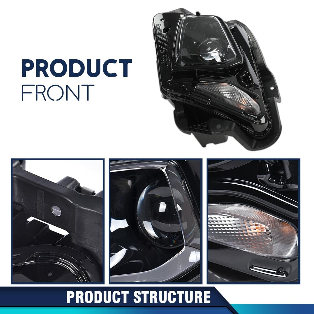 PIT66 HID/Xenon Projector Headlight Assembly Headlamp w/o Ballast & D3S Bulb Left Driver Side Compatible with Chevy Blazer 2019-2021（Not fit Models with Factory LED Headlight）