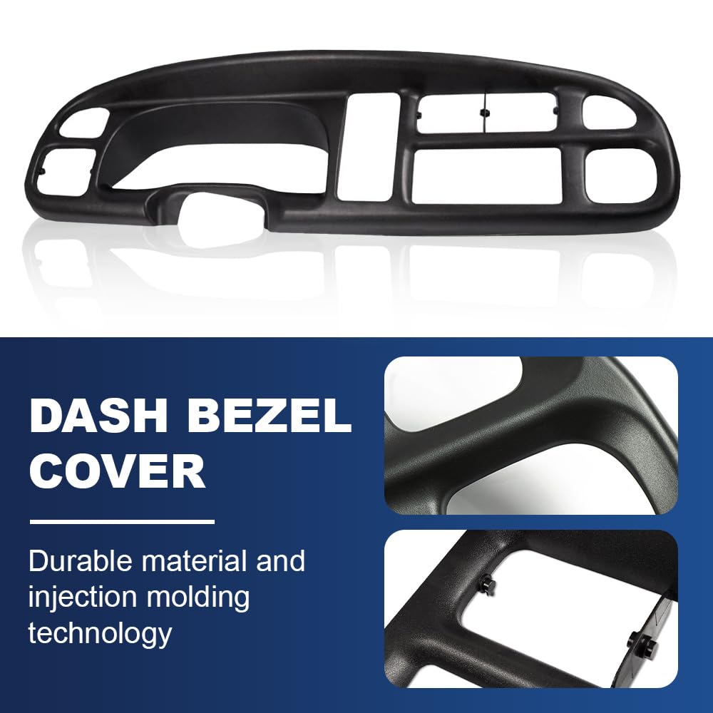 PIT66 Dash Bezel Cover w/Clips Fits Dodge Ram Truck 1998‑2001