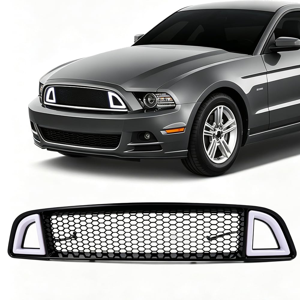 PIT66 Front Upper Grille Fit 2013-2014 Ford Mustang LED DRL