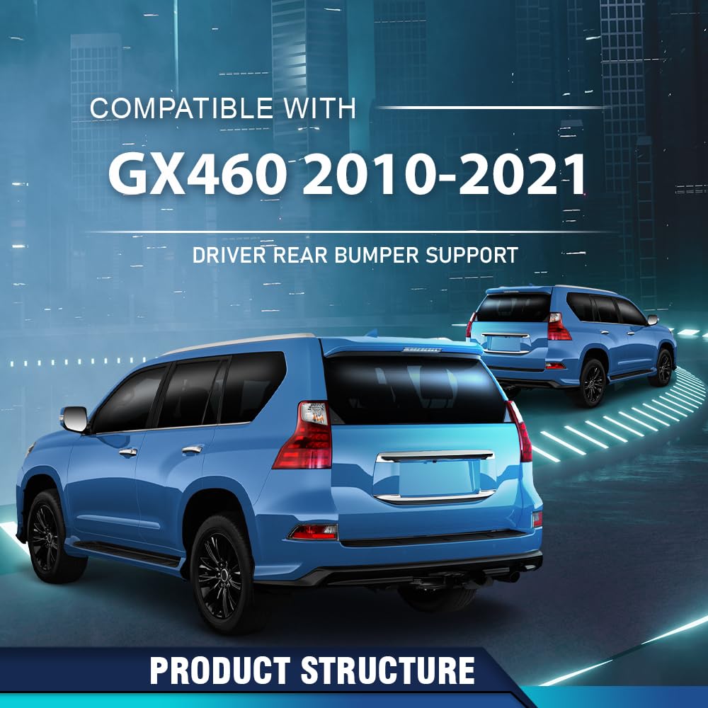 PIT66 Rear Left Bumper Cover Support Standard Line Driver Side Compatible with LX GX460 2010-2021 5215660100, LX1142120, 52156 60100, 52156-60100 Black