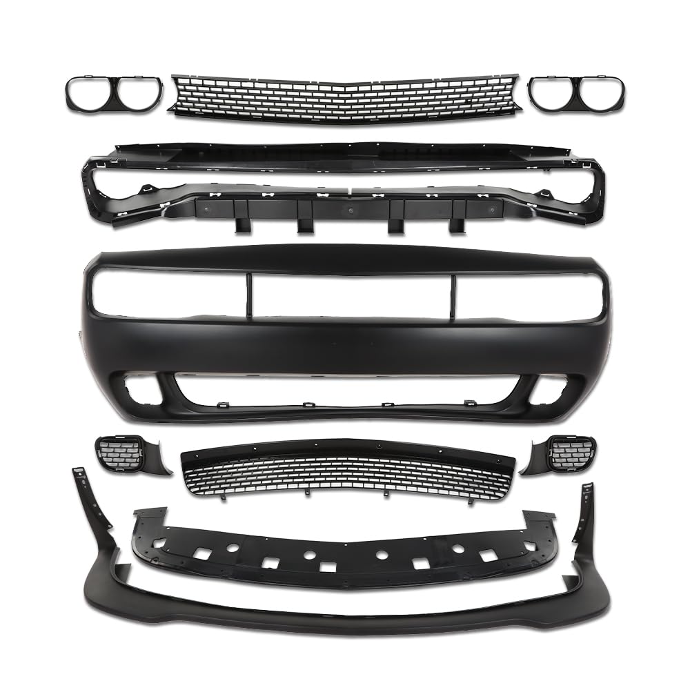 PIT66 Front Bumper Cover&Grille&Lip Set Fit Challenger Hellcat 2015-2023