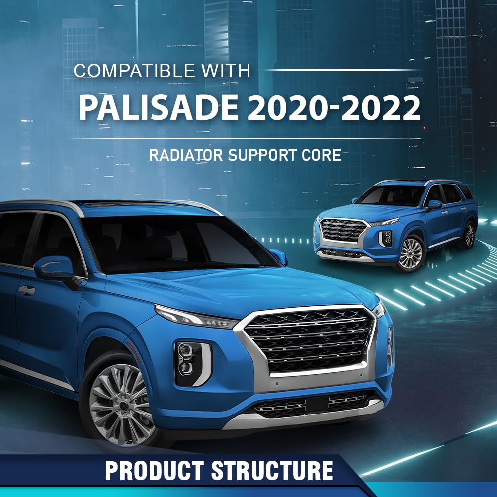 PIT66 Radiator Support Core Compatible with Hyundai Palisade 2020 2021 2022 64101S8000, HY1225214 Black