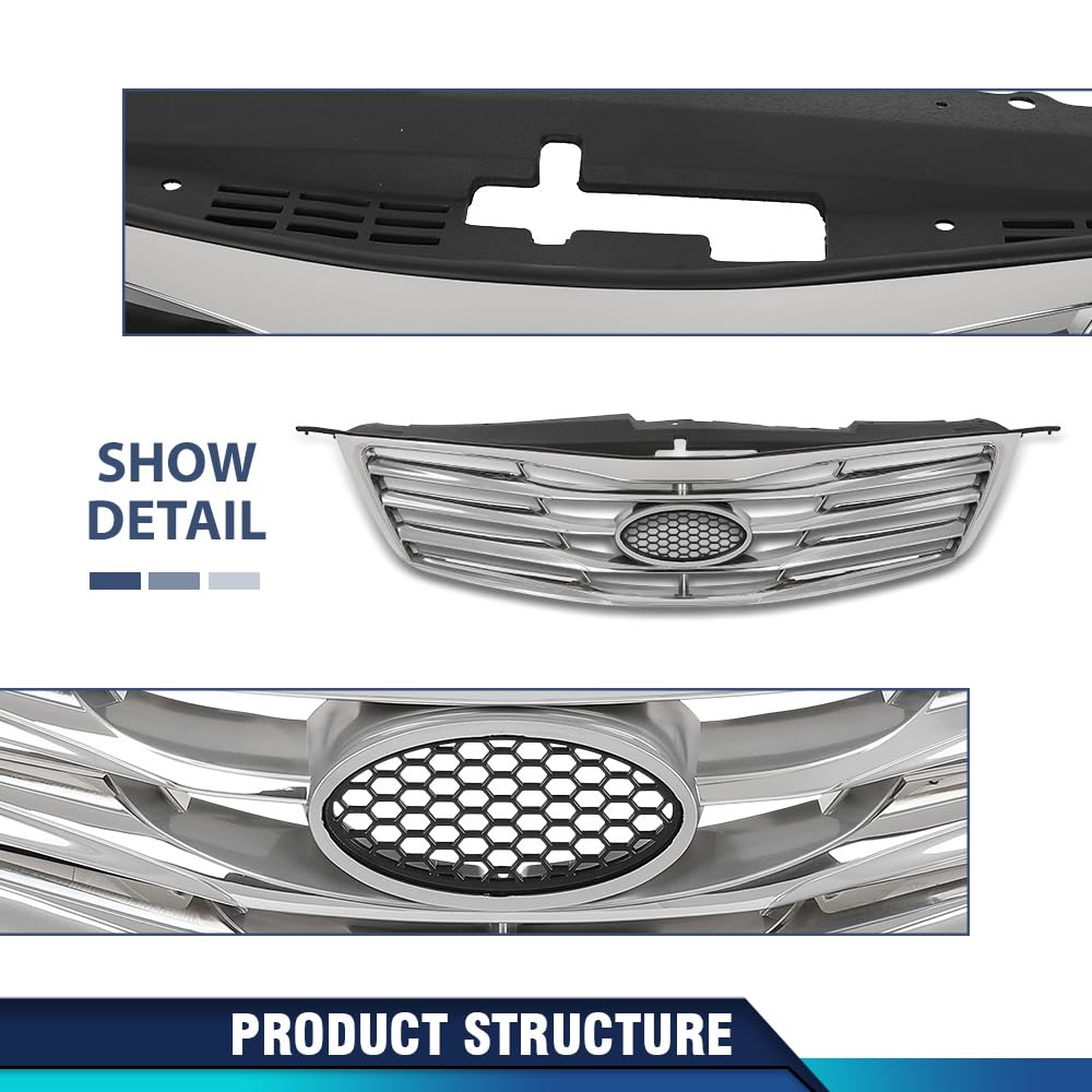 PIT66 Front Bumper Grille w/Chrome Trim Fit Hyun.dai Azera 2012-2014