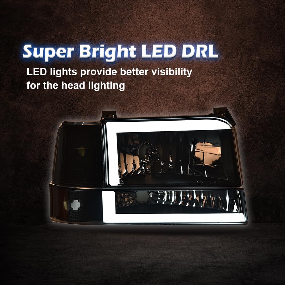 PIT66 LED Headlights Assembly Fit 1992-1996 Ford F150 Bronco