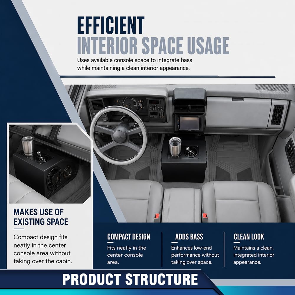 PIT66 Mini Center Console Subwoofer Box Fit Chevy Silverado 1988-1994