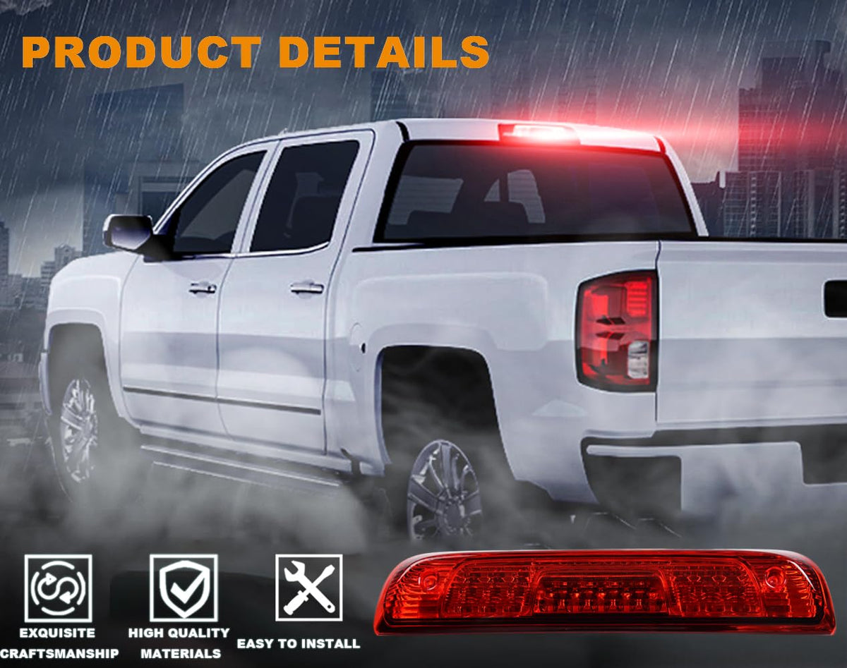 PIT66 LED 3rd Brake Light Fit Chevy Silverado 2014-2018 Clear Housing