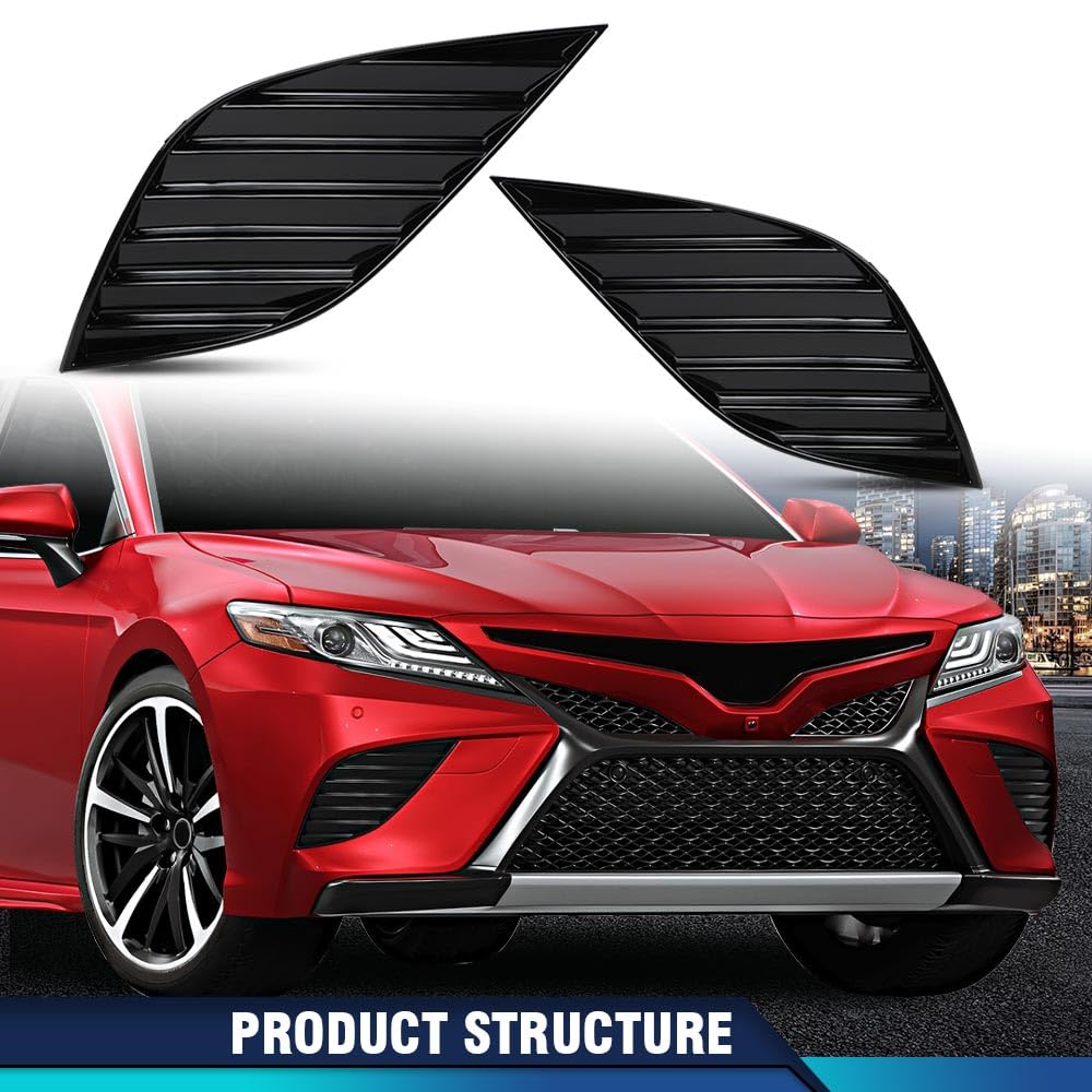 PIT66 Front Bumper Fog Light Cover Bezel Compatible with Toyota Camry SE XSE 2018–2020/Camry Nightshade 2019–2020/Camry TRD 2019–2021 Pair
