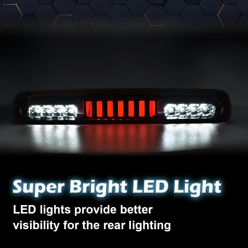 PIT66 LED 3rd Brake Light, Compatible With Chevy Silverado 99-07/Fit GMC Sierra 1500 2500HD 3500 99-07 High Mount Stop Parking Light I Type Third Brake Cargo Lamps Black Housing Clear Lens