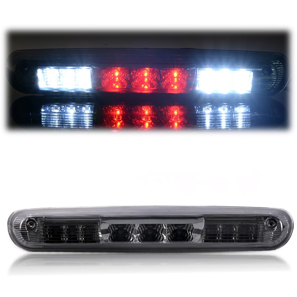 PIT66 LED 3rd Brake Light, Compatible with 07-13 Chevy Silverado Sierra 1500 2500 3500 Hight Mount Third Stop Lamps Smoky Lens Clear Housing