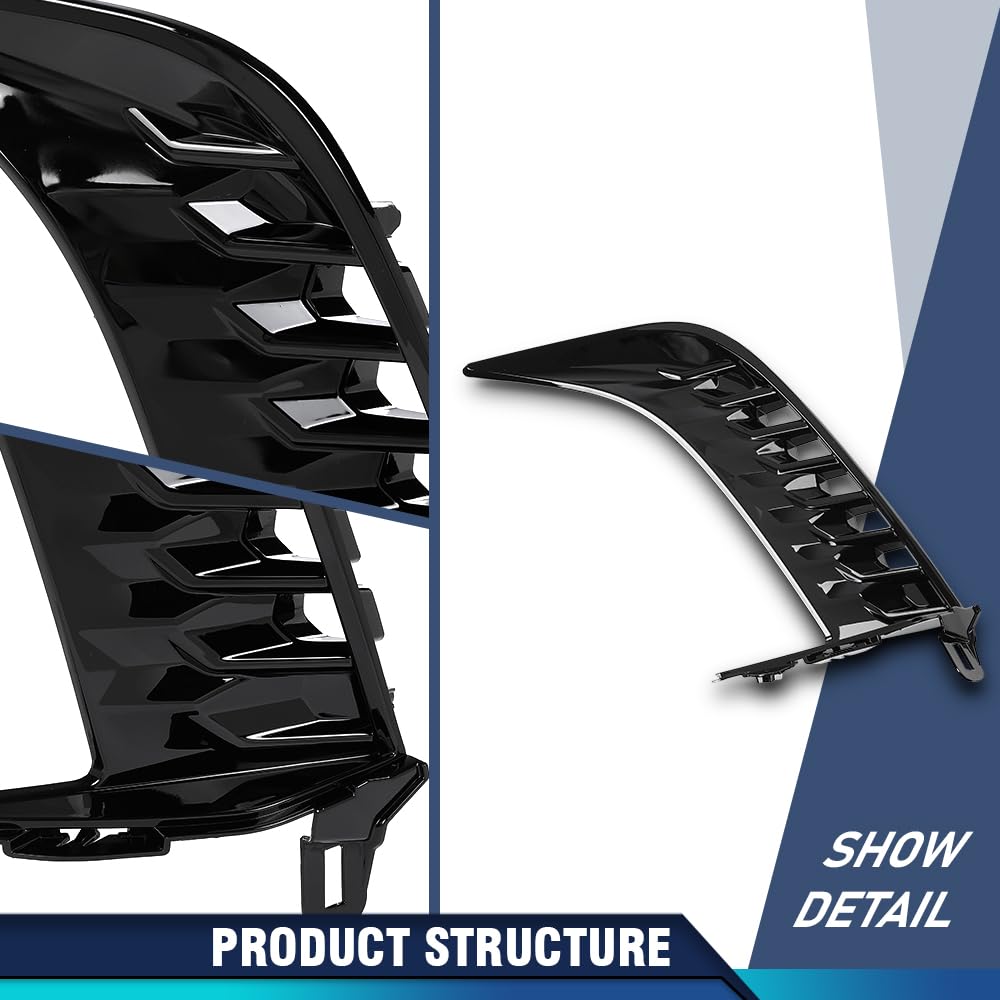 PIT66 Left Front Bumper Side Trim Molding W/o Sensor Hole 1 PC Compatible with Toyota Camry SE 2025 TO1038285, 52713AQ020, 52713 AQ020, 52713-AQ020 Gloss Black