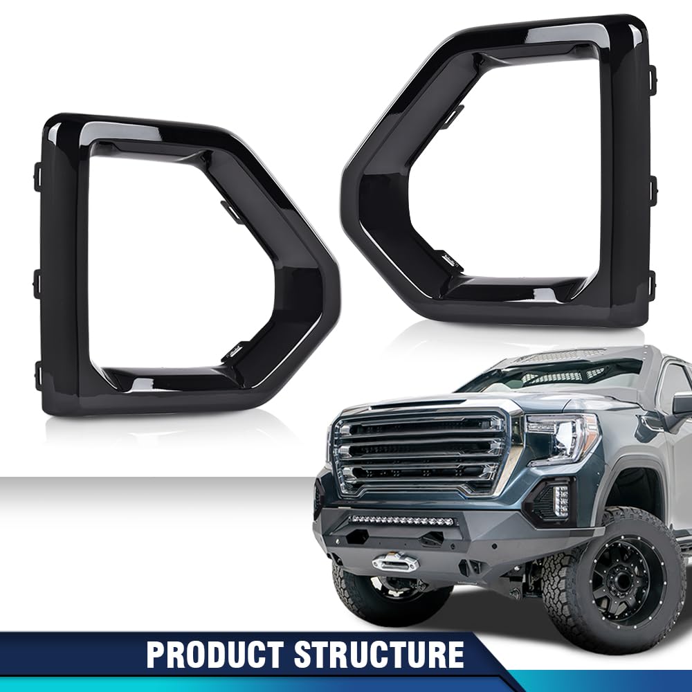PIT66 Glossy Black Front Fog Light Outer Bezel Cover Set