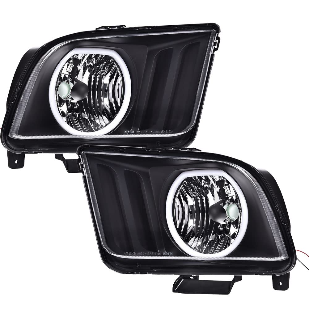 PIT66 LED DRL Headlights Assembly Fit 2005-2009 Ford Mustang