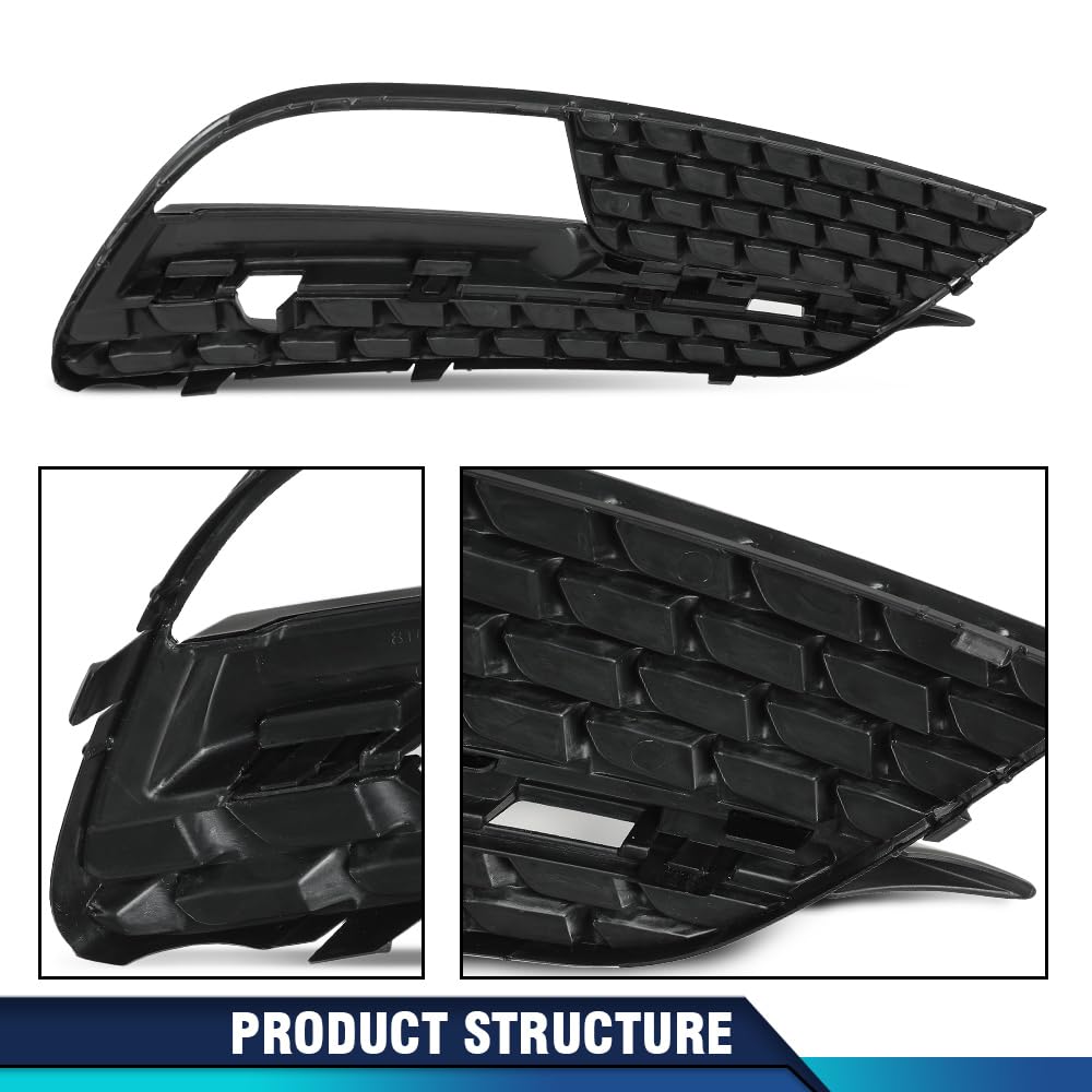 PIT66 Fog Light Grill Cover Front Bumper Lower Grill Panel Driver and Passenger Side Compatible with Audi A5 2012-2016/Fit Audi A5 Quattro 2012-2016 8T0807681H 8T0807682H 8T0-807-681H 8T0-807-682H