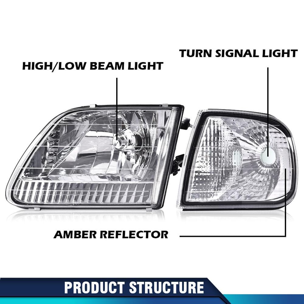 PIT66 Headlights Assembly Fit 1997-2003 Ford F150, 04 F150 Heritage
