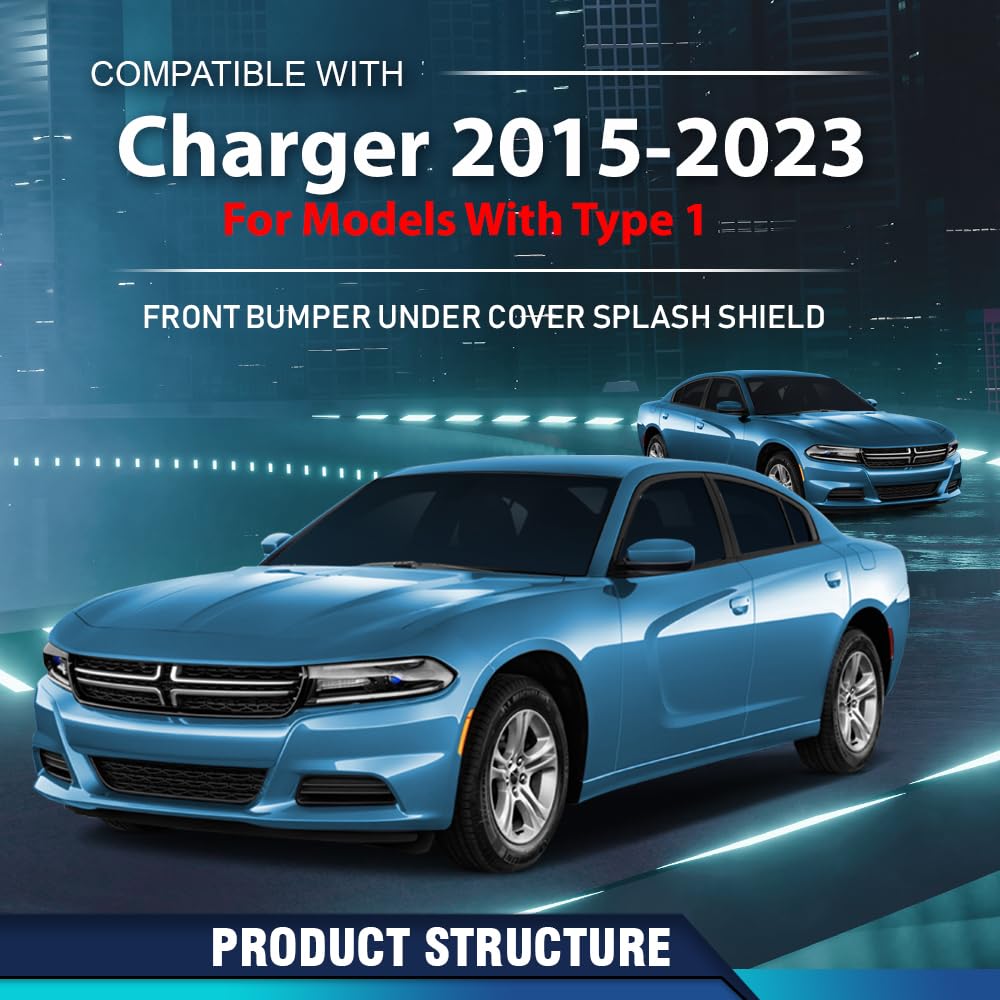 PIT66 Engine Splash Shield Compatible with Dodge Charger 2015-2023, Fit Models with Type 1 68214511AC CH1228128 Front Radiator Support Splash Shield Under Cover Engine Case Guard