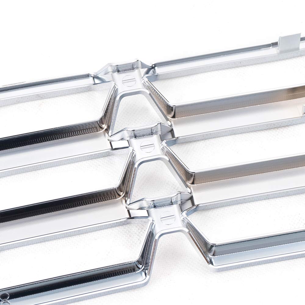 PIT66 1Pc Chrome Lower Bumper Grille Skin Guard Snap On Insert Compatible with Chevy 2016-2018 Silverado 1500 Grill
