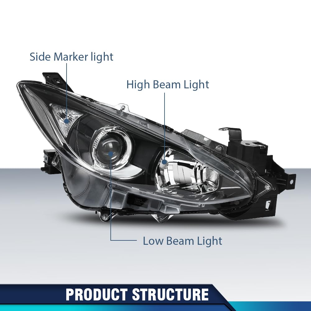 PIT66 Headlights Assembly Fit Mazda 3 2014 2015 2016