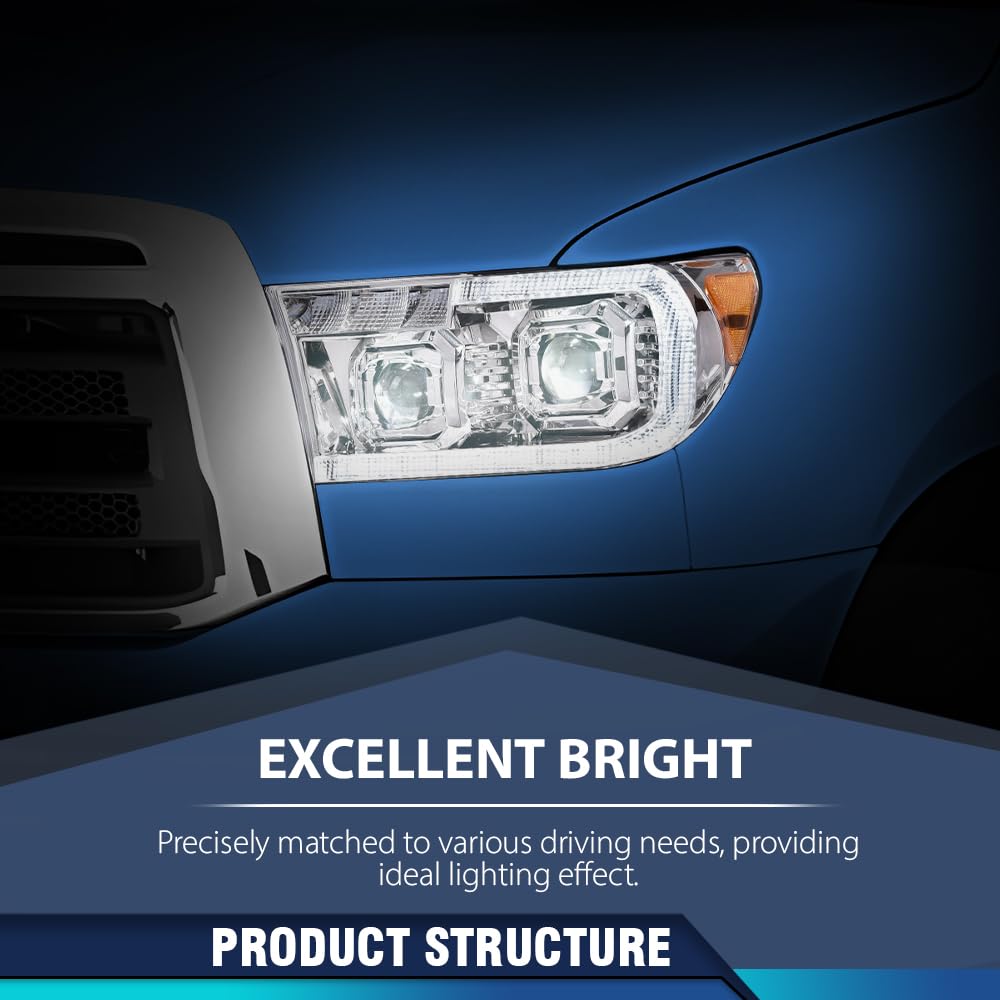 PIT66 Dual Convex LED Projector Headlights Assembly Fit 07-13 Toyota Tundra