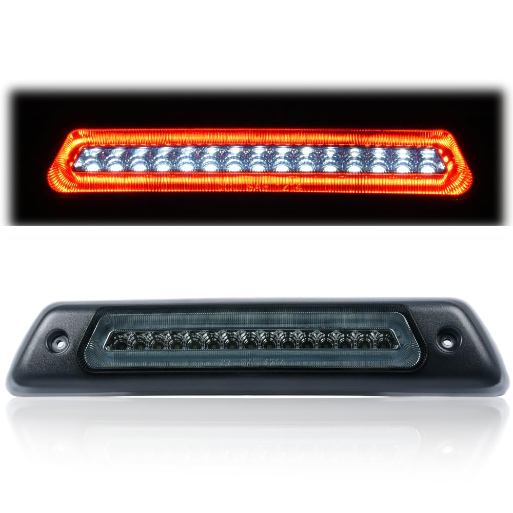 PIT66 LED 3rd Brake Light, Compatible with 09-14 Ford F150 Rear High Mount Stop Parking Lights Assembly Third Brake Cargo Lamps Black Housing Smoky Lens