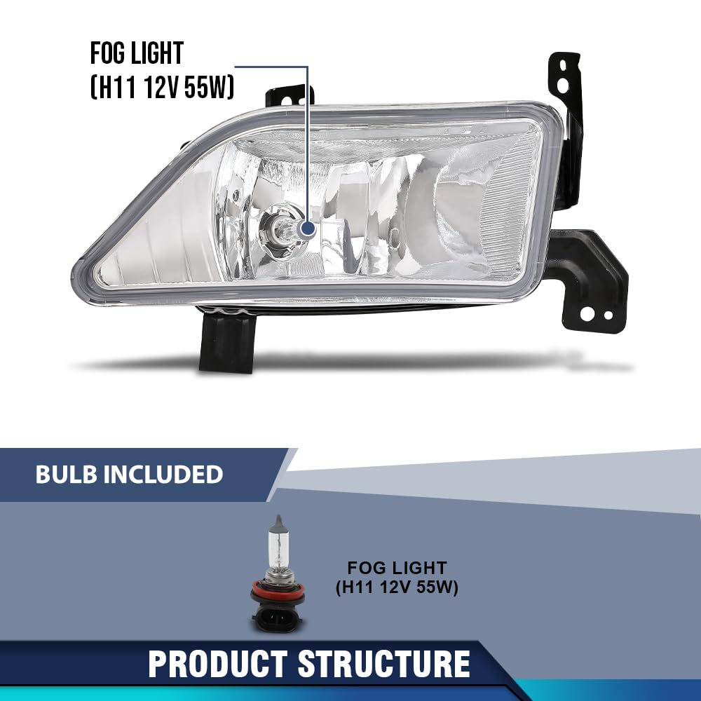 PIT66 Front Bumper Fog Lights Pair Compatible with Honda Pilot 2006 2007 2008 33951S9VA11 Left & Right Side Fog Lamps Clear Lens