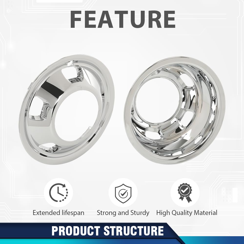 PIT66 4Pcs Chrome 17" Dually Wheel Simulators Fit Dodge Ram 3500 2003‑2018