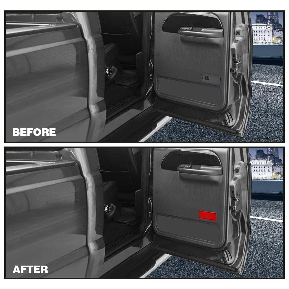 PIT66 Interior Front Rear Door Reflector Door Trim Panel Compatible with 1999-2007 Ford Super Duty F250 F350 F450 F550/2000-2005 Excursion Red Premium 2PCS
