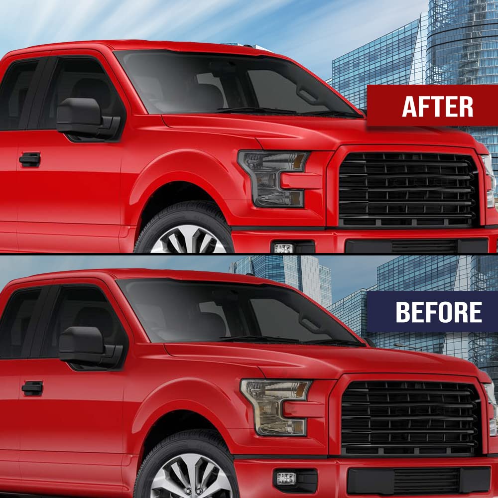 PIT66 Headlight Cover Compatible with 2015 2016 2017 Ford F150 FO2502335 FO2503335 FO2502344 Left Driver and Right Passenger Side Smoke