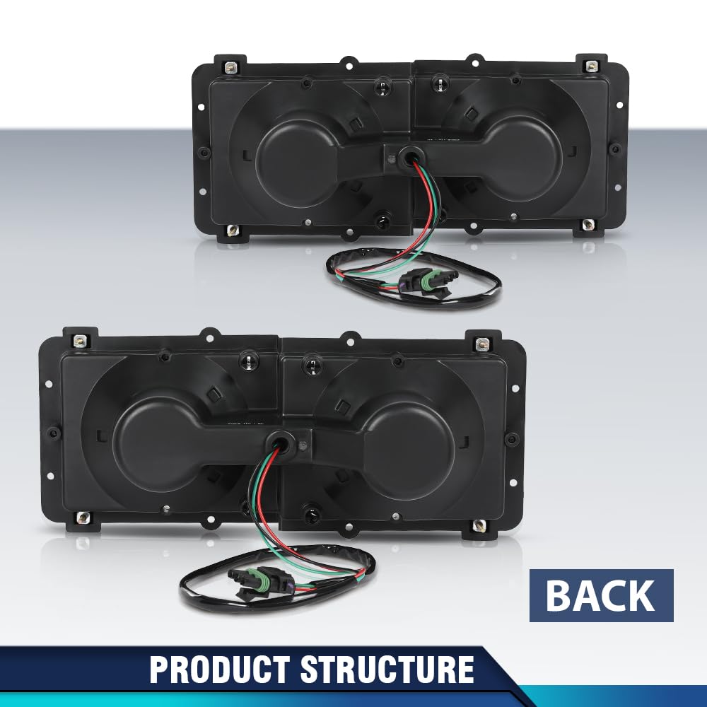 PIT66 Headlight Housing Base Pair Compatible with Freightliner FLD 112 120 Truck 1989-2003 A0615605002, A0615605003 Black