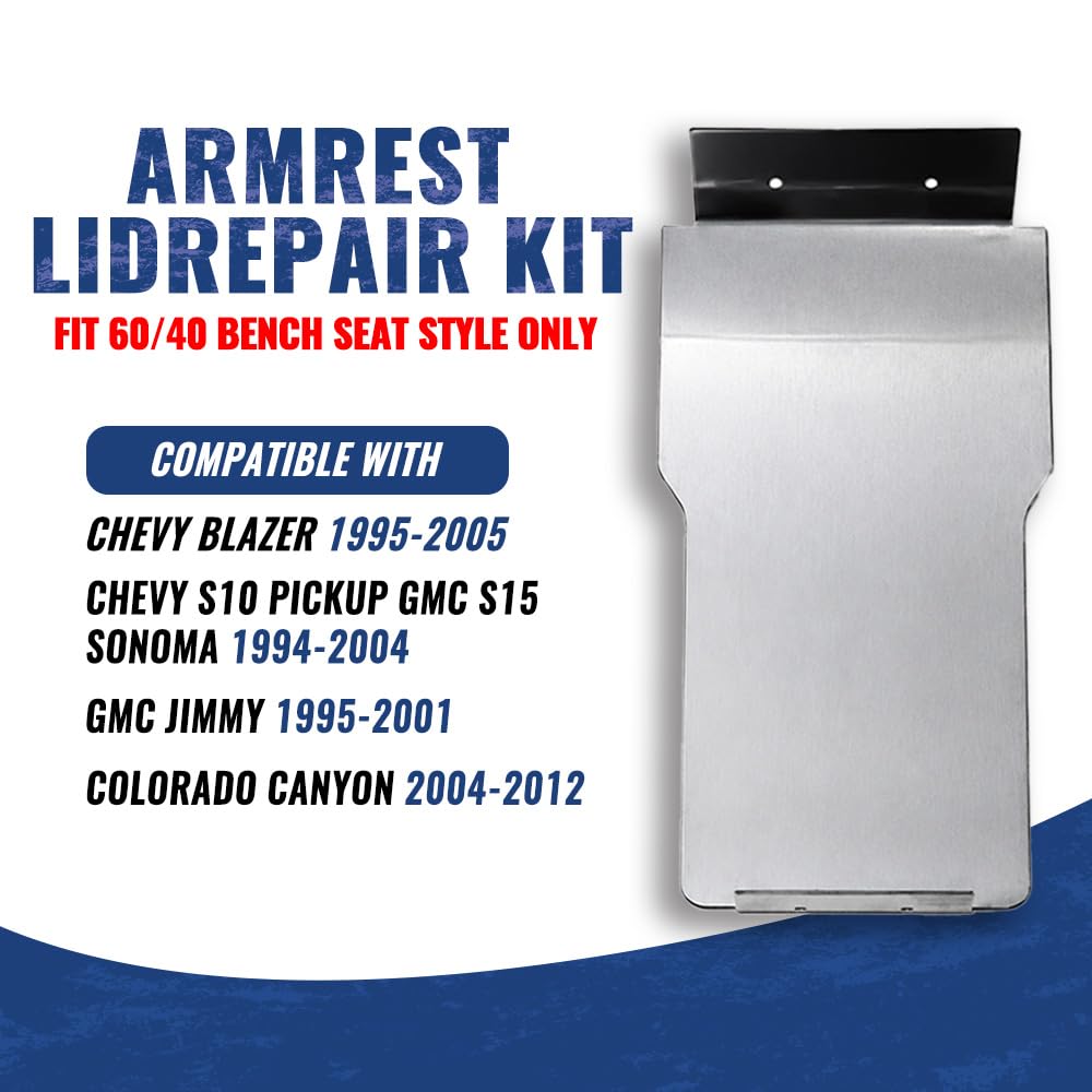 PIT66 Armrest Lid Repair Kit Fit Chevy Blazer S10 GMC Jimmy Sonoma, Silver