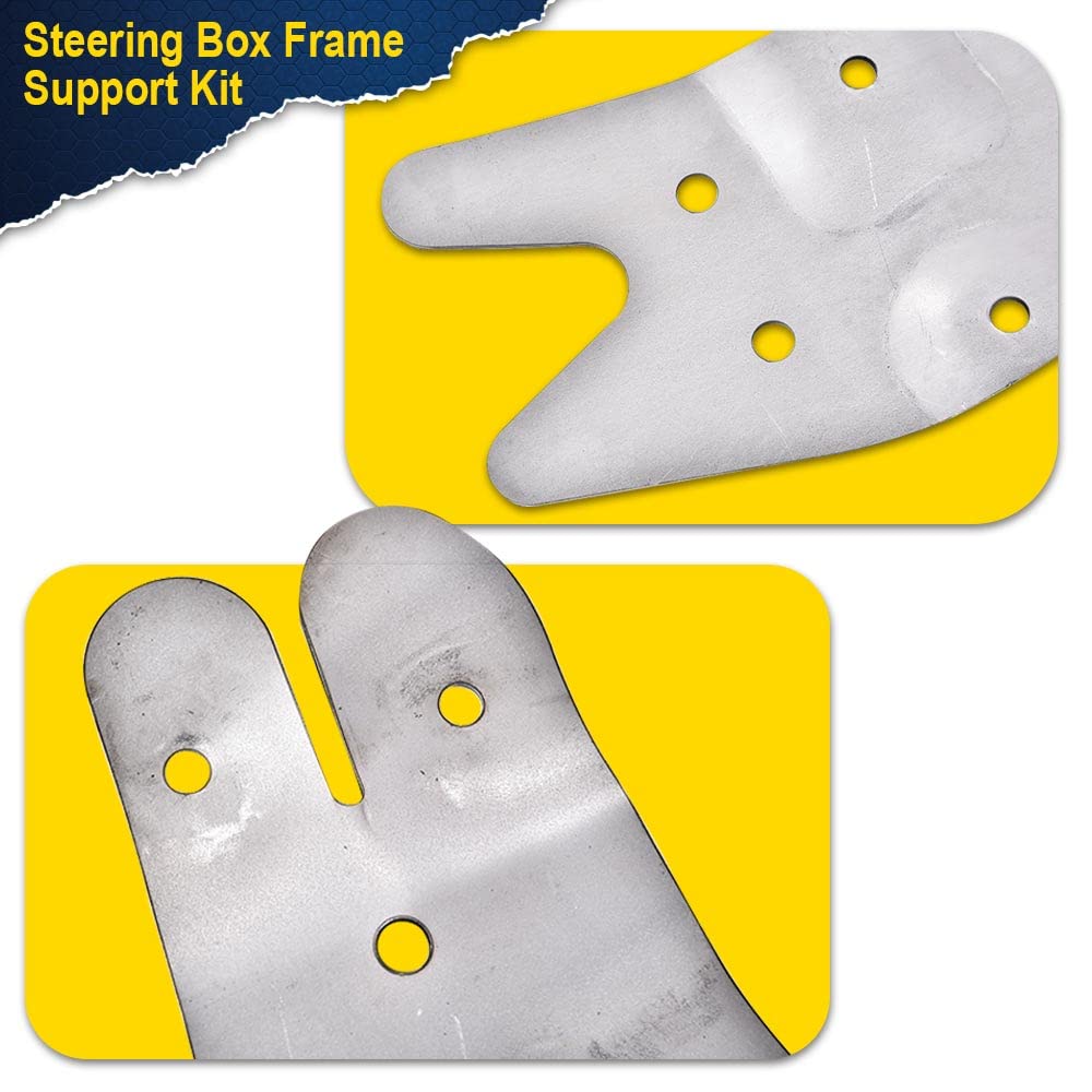 PIT66 Steering Box Frame Support Kit, Compatible with 1973-1991 Chevy GMC C/K Pickup 2 PCS Silver