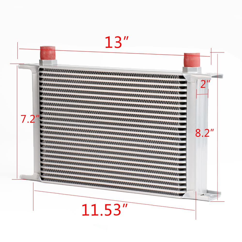 PIT66 25 Row AN10-10AN Universal Aluminum Engine Transmission Oil Cooler Kit+ Oil Filter Relocation Kit Silver C Set