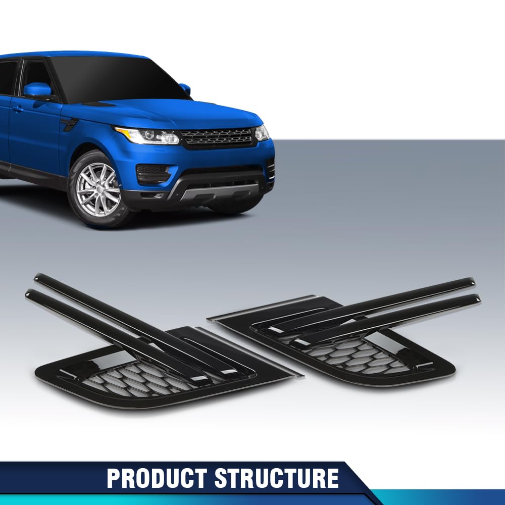 PIT66 Fender Vent Grille Trim Louver Pair Compatible with 2014-2017 Land Rover Range Rover Sport Without SVR LR044148 Glossy Black