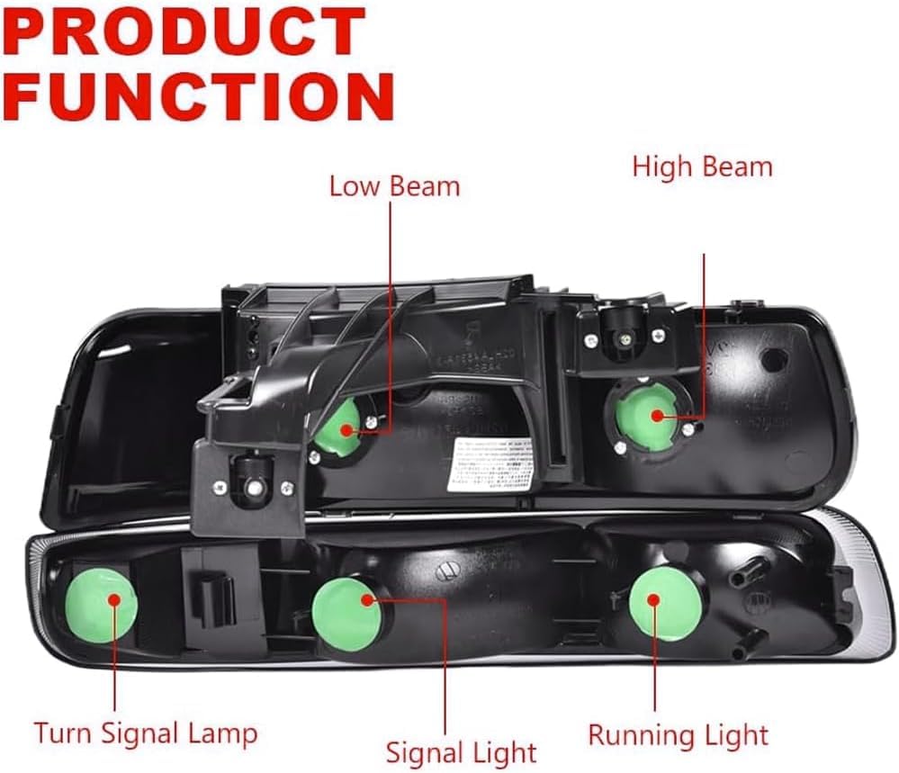 PIT66 LED 3rd Third Brake Light & Headlights Assembly Fit Chevy Silverado & GMC Sierra 1500 2500HD 3500 1999-2006 Halogen Smoke&Red Lens 12210025R, 12210025LCAPA, GM2502187