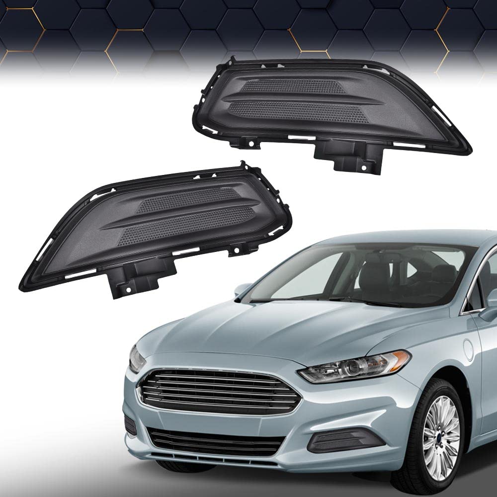 PIT66 Fog Light Cover,Compatible with 2013-2016 Ford Fusion FO1039133,FO1038133 Right & Left Pair Set black