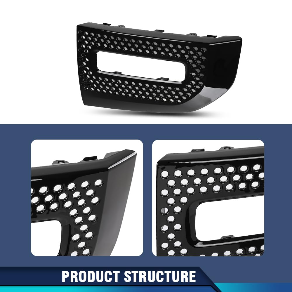 PIT66 Front Fog Light Lamp Cover Pair Compatible with Land Rover Defender 90 110 130 2020-2023 LR129432, LR129431 Glossy Black